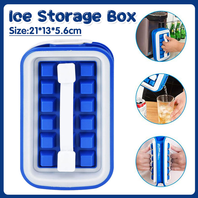 Silicone Ice Cube Tray Box Folding Square Ice Lattice Mold Container For Freezer