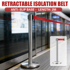 2M Retractable Isolation Barrier Belt 1 Post Anti-Slip Base Waterproof Durable