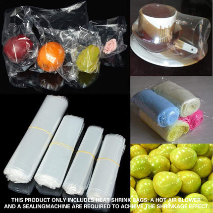 100/200PCS POF Clear POF Heat Shrink Bags for Packaging Sealing Use