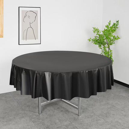 10pcs Round Tablecloth Solid Color Waterproof PEVA Table Cover 213cm Diameter