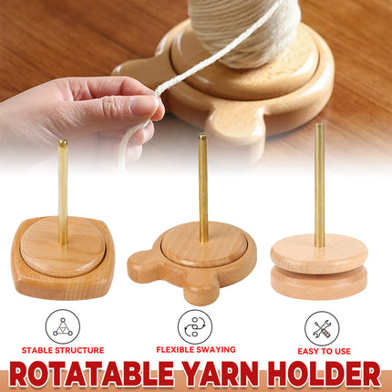 Solid Wood Rotatable Yarn Holder Durable for Knitting Crocheting Weaving Craft