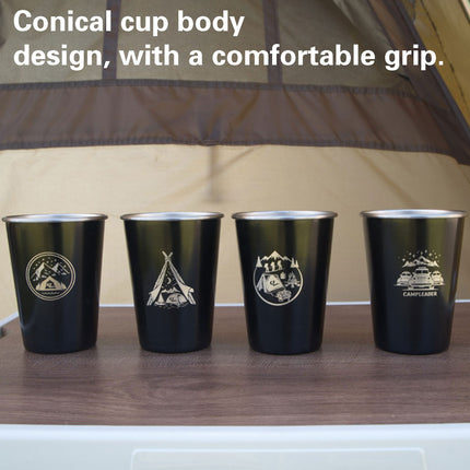 Set of 4 Outdoor 304 Stainless Steel Cups Coffee Tea Beer Camping Water Cups