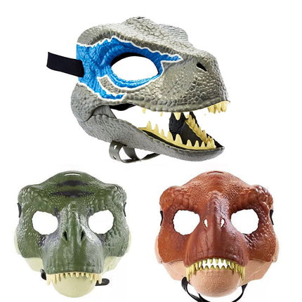 T Rex Dinosaur Costume Mask with Movable Jaw - Party Cosplay Animal Head
