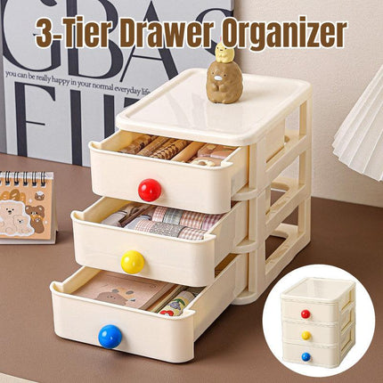 3 Layer Small Drawer Storage Box Plastic Desktop Organiser Mini Desk Storage