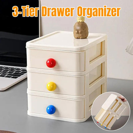 3 Layer Small Drawer Storage Box Plastic Desktop Organiser Mini Desk Storage