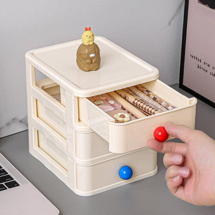 3 Layer Small Drawer Storage Box Plastic Desktop Organiser Mini Desk Storage