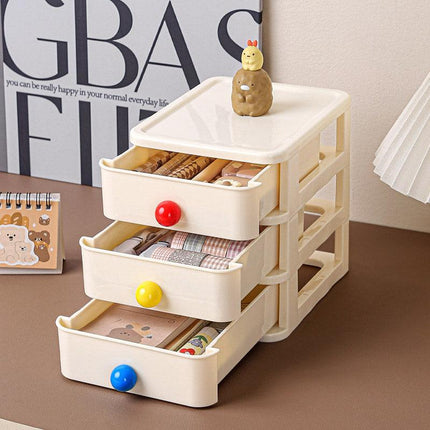 3 Layer Small Drawer Storage Box Plastic Desktop Organiser Mini Desk Storage
