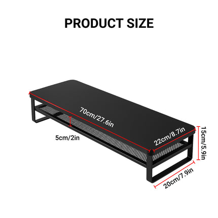 Monitor Riser Stand Dual Layer 70x22x15cm Mesh Shelf 3 Colours for Office Desk