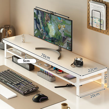 Monitor Riser Stand Dual Layer 70x22x15cm Mesh Shelf 3 Colours for Office Desk