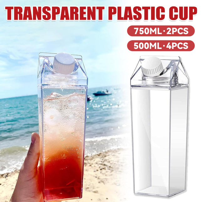 500ml/750ml Large Capacity Portable Clear Plastic Milk Cup Leak Proof with Lid