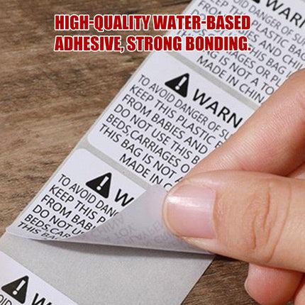 Suffocation Warning Labels Roll 3 Sizes Available Strong Water-Based Adhesive