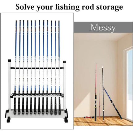 12/24 Hole Multi Functional Fishing Rod Holder Storage Rack Display Organizer