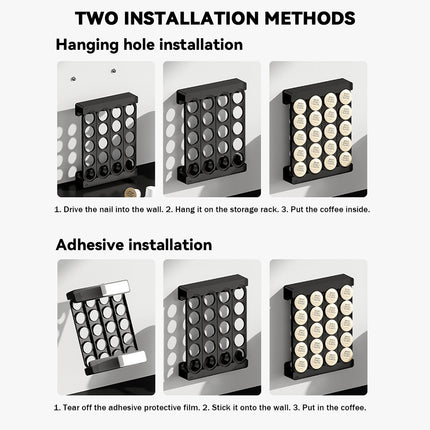 Wall Mounted Coffee Capsule Storage Rack SpaceSaving for Kitchen Cafe Countertop