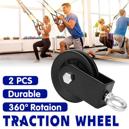 2PCS Aluminum Pulley Sliding Cable Bracket Wheel Gym Fitness Equipment Accessory