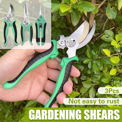 3PCS Stainless Steel Garden Shears Set Multi Function for Pruning Trimming Plants