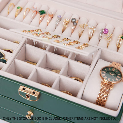 Jewelry Organizer Box 3 Layer leather Storage Case for Rings Earrings Necklaces