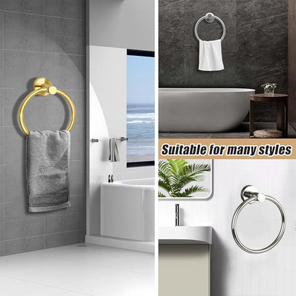 Bathroom Towel Rack Wall Mounted Towel Ring Black Toilet Paper Holder Shelf