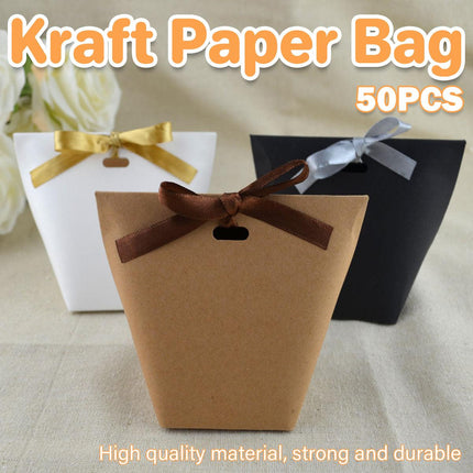 50PCS Kraft Paper Bag Party Candy Treat Storage Bag Recyclable Gift Shopping Bag