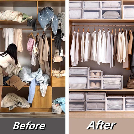 Transparent Stackable Drawer Storage Box for Shoes Clothes Household Organiser