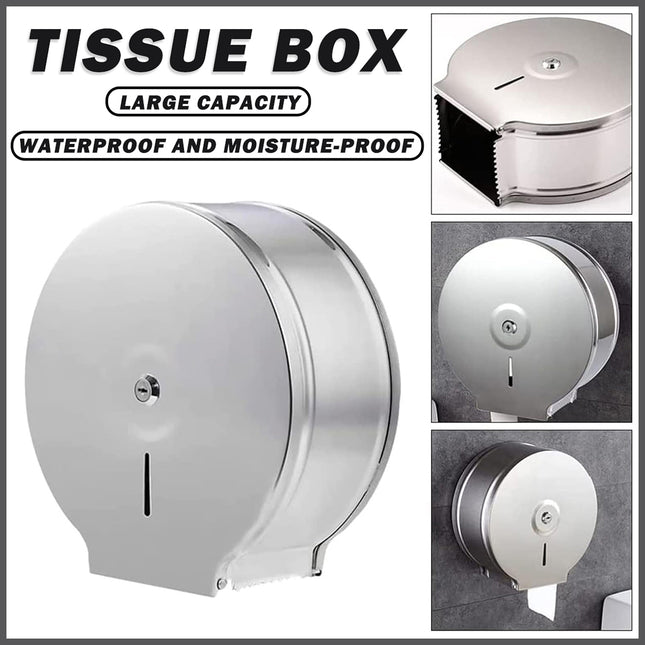 Stainless Steel Toilet Paper Box Large Roll Dispenser Waterproof Tissue Holder