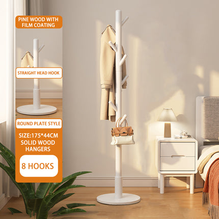 Floor Coat Rack with 8 Hooks Space Saving Standing Clothes Hanger Organiser