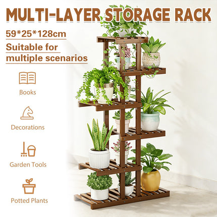 6Tier Freestanding Balcony Flower Stand Rack Indoor Outdoor Plant Shelf Display