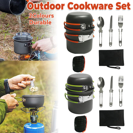 Outdoor Cookware Set for Hiking Picnic Backpacking Portable Pot Tableware Kit