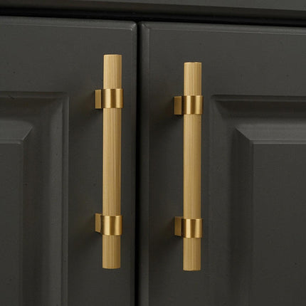 5 Sizes Brass Solid Handles Knurled Vertical Pulls for Cabinet Drawer Wardrobe