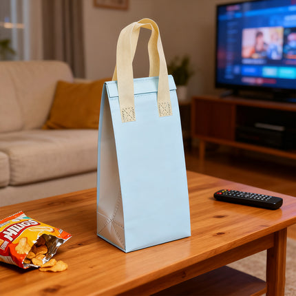 50PCS Blue Takeaway Packaging Bags with Handles and Self-Adhesive Seal