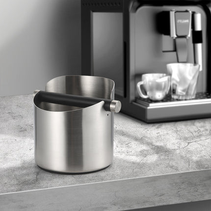 Stainless Steel Coffee Grounds Knock Box Round Tap Bucket for Household Espresso