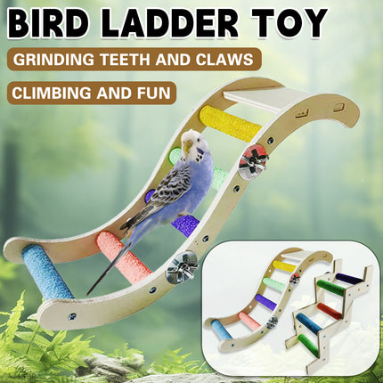 Wooden Parrot Climbing Ladder Swing Toy Claw Grinding Sanded for Small Birds