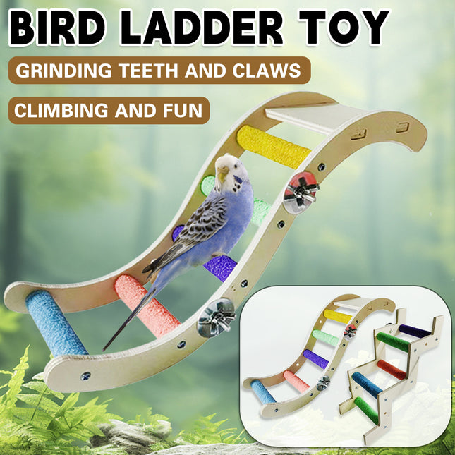 Wooden Parrot Climbing Ladder Swing Toy Claw Grinding Sanded for Small Birds