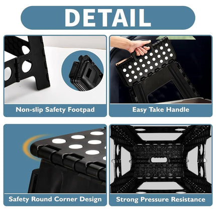 2PCS Plastic Folding Stool Set Portable Space Saving Step Stools Indoor Outdoor