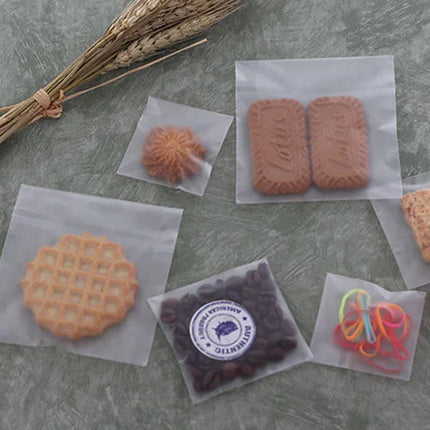 100X Translucent Plastic Candy Packaging Bags Self Adhesive Cookie Biscuit Bags