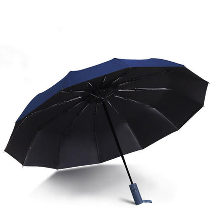 Automatic Folding Umbrella 12-Rib Large Windproof Sunshade for Men and Women
