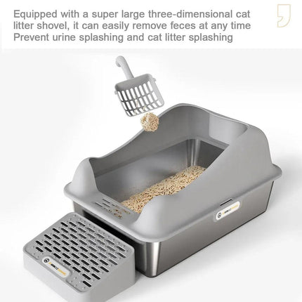 Stainless Steel Litter Box Durable Cat Litter Pan Open Design for Easy Cleaning