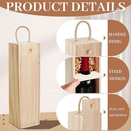 6pcs Red Wine Wooden Gift Box Packaging Storage Box for Wine Bottle Gifts