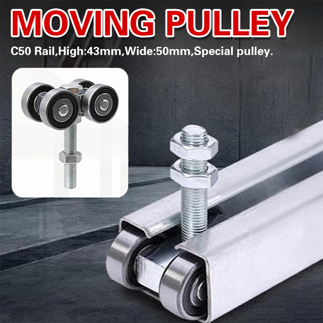 C50 Heavy Duty Sliding Door Roller Track Rail Pulley Bearing Steel Hanger Wheel