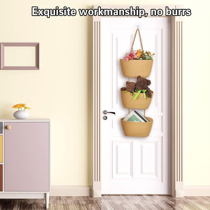 3 Layer Wall Mounted Storage Basket Hanging Organizer Rack for Household Items