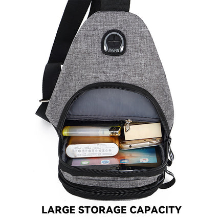 Large Capacity Crossbody Bag With Headphone Jack Durable For Daily Travel Work