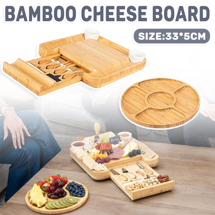 Bamboo Cheese Cutting Board Knife Gift Set Wooden Charcuterie Meat Serving Tray