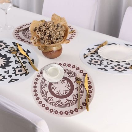 4PCS Bohemian Placemats Round Printed Table Mat Easy Clean Heat Resistant Dining