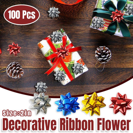 Star Flower Ribbon Bows 100pcs Decorative Gift Wrapping Ribbon Flowers DIY Craft