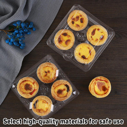 100PCS Transparent Plastic Egg Tart Box Disposable Bakery Packing Container