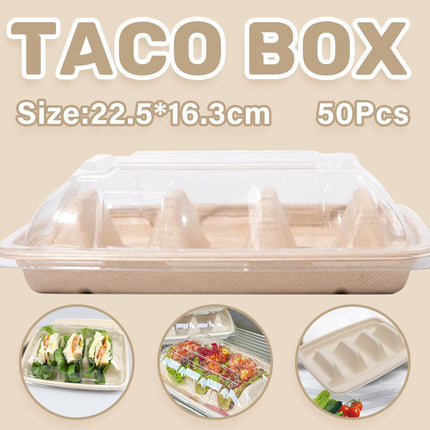 50PCS Taco Box Disposable Paper Tray Food Serving Holder Takeout Party Catering
