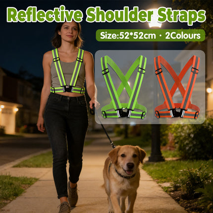 Reflective Shoulder Straps Safety High Visibility Vest for Night Running Cycling