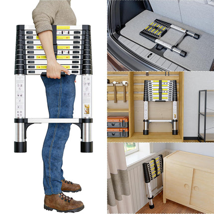 Retractable Ladder 320/380cm Aluminium Alloy Anti-Slip Striper Pedals Stable