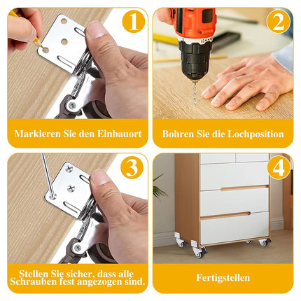 L Type Furniture Casters 4pcs 90-Degree Right Angle Small Wheel Furniture Wheels