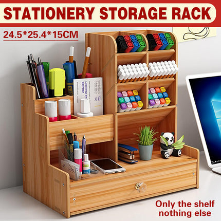 Desktop Office Organizer Large Storage Box Pen Holder Grid Rack Stationery