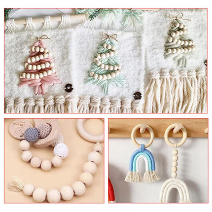414pcs DIY Beading Kit Round Wooden Beads Set Craft Jewelry Supplies Home Decor